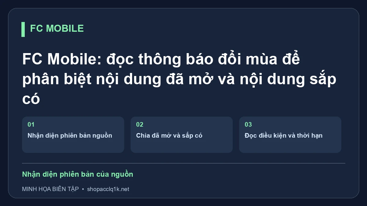 FC Mobile: đọc thông báo đổi mùa để phân biệt nội dung đã mở và nội dung sắp có